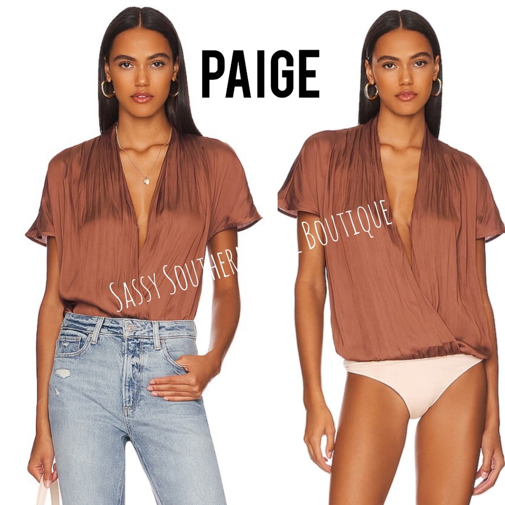 🆕⭐ PAIGE bronze dust satin bodysuit